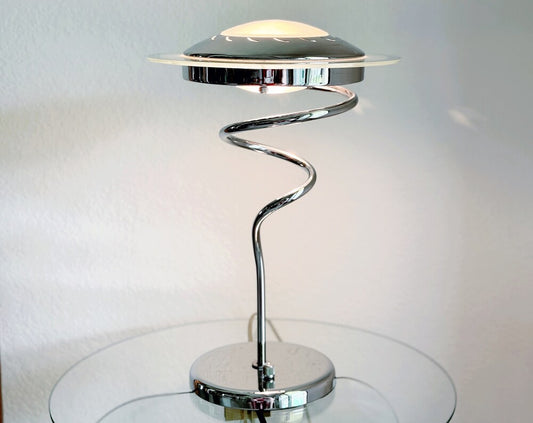 Vintage Postmodern Memphis Style Chrome Spiral Table Lamp